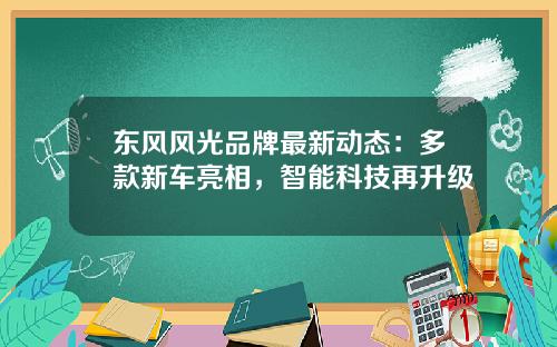 东风风光品牌最新动态：多款新车亮相，智能科技再升级