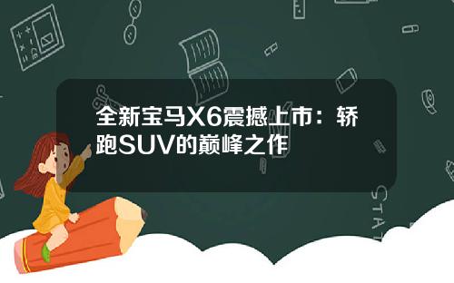 全新宝马X6震撼上市：轿跑SUV的巅峰之作
