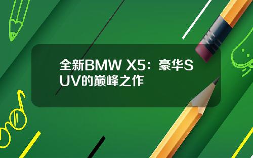 全新BMW X5：豪华SUV的巅峰之作