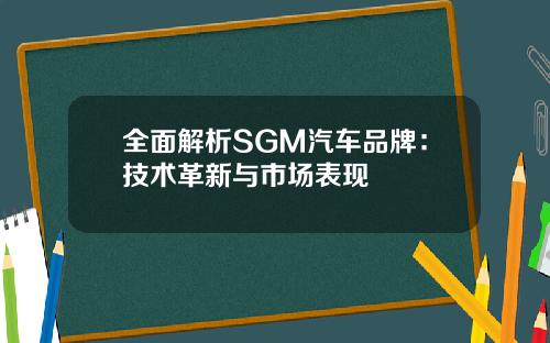 全面解析SGM汽车品牌：技术革新与市场表现