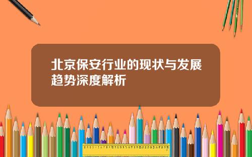 北京保安行业的现状与发展趋势深度解析