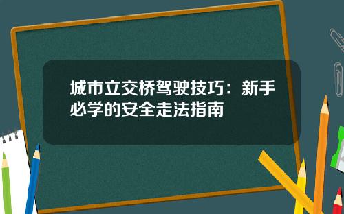 城市立交桥驾驶技巧：新手必学的安全走法指南