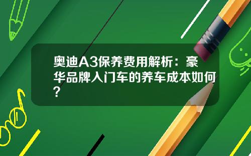 奥迪A3保养费用解析：豪华品牌入门车的养车成本如何？