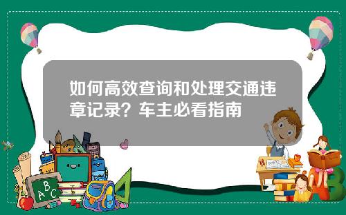 如何高效查询和处理交通违章记录？车主必看指南