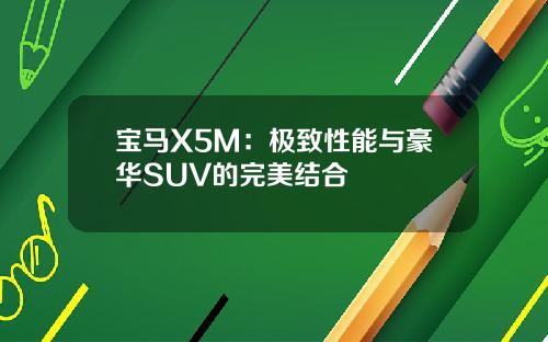 宝马X5M：极致性能与豪华SUV的完美结合