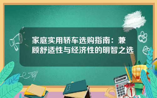 家庭实用轿车选购指南：兼顾舒适性与经济性的明智之选