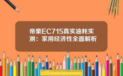 帝豪EC715真实油耗实测：家用经济性全面解析