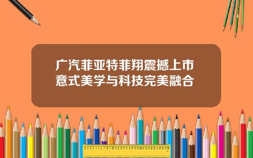 广汽菲亚特菲翔震撼上市 意式美学与科技完美融合