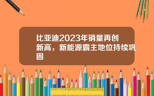 比亚迪2023年销量再创新高，新能源霸主地位持续巩固