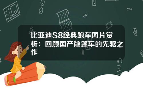 比亚迪S8经典跑车图片赏析：回顾国产敞篷车的先驱之作