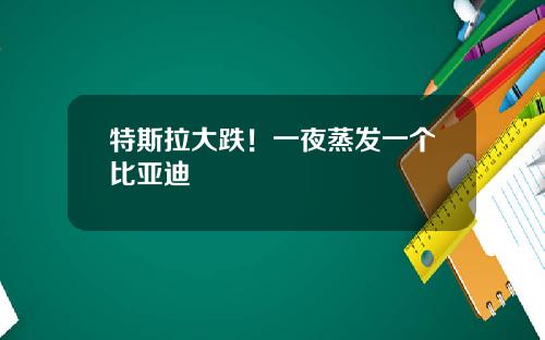 特斯拉大跌！一夜蒸发一个比亚迪
