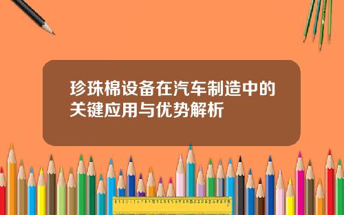 珍珠棉设备在汽车制造中的关键应用与优势解析