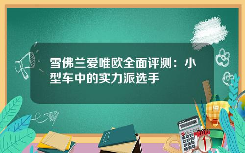 雪佛兰爱唯欧全面评测：小型车中的实力派选手