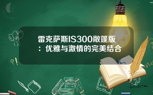 雷克萨斯IS300敞篷版：优雅与激情的完美结合