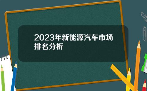 2023年新能源汽车市场排名分析