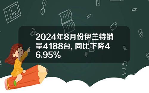 2024年8月份伊兰特销量4188台, 同比下降46.95%
