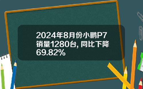 2024年8月份小鹏P7销量1280台, 同比下降69.82%