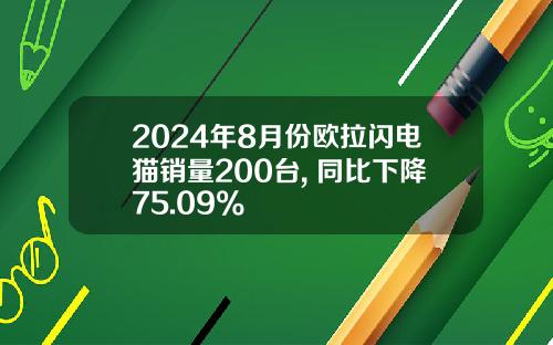 2024年8月份欧拉闪电猫销量200台, 同比下降75.09%