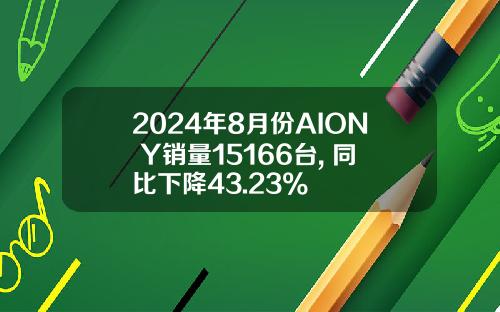 2024年8月份AION Y销量15166台, 同比下降43.23%