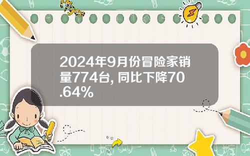 2024年9月份冒险家销量774台, 同比下降70.64%