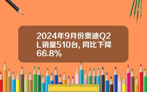 2024年9月份奥迪Q2L销量510台, 同比下降66.8%