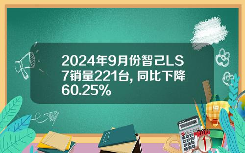 2024年9月份智己LS7销量221台, 同比下降60.25%