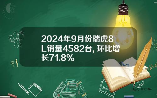 2024年9月份瑞虎8 L销量4582台, 环比增长71.8%