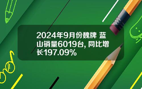 2024年9月份魏牌 蓝山销量6019台, 同比增长197.09%