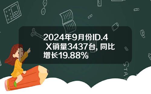 2024年9月份ID.4 X销量3437台, 同比增长19.88%