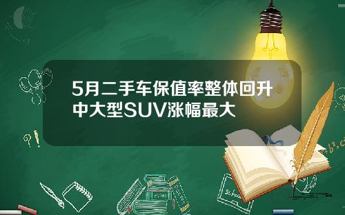 5月二手车保值率整体回升中大型SUV涨幅最大